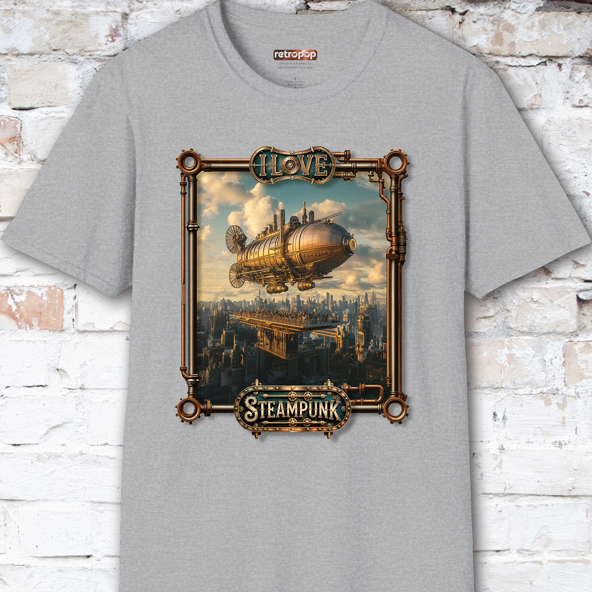 I love Steampunk Airship #12 Unisex T shirt