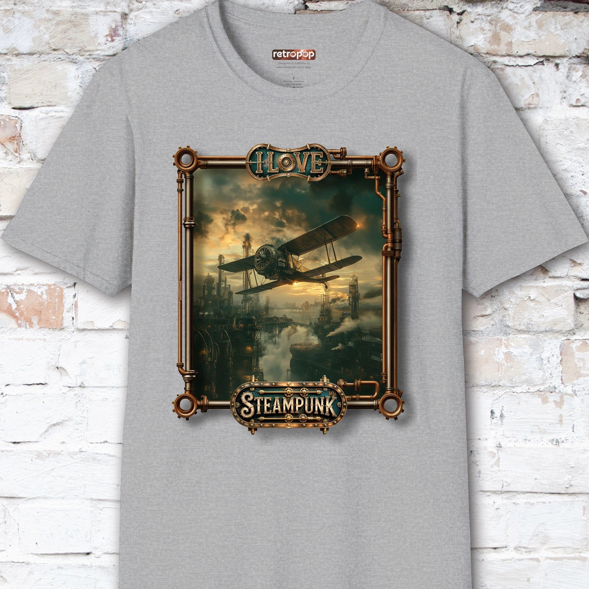 I love Steampunk Biplane #10 Unisex T shirt