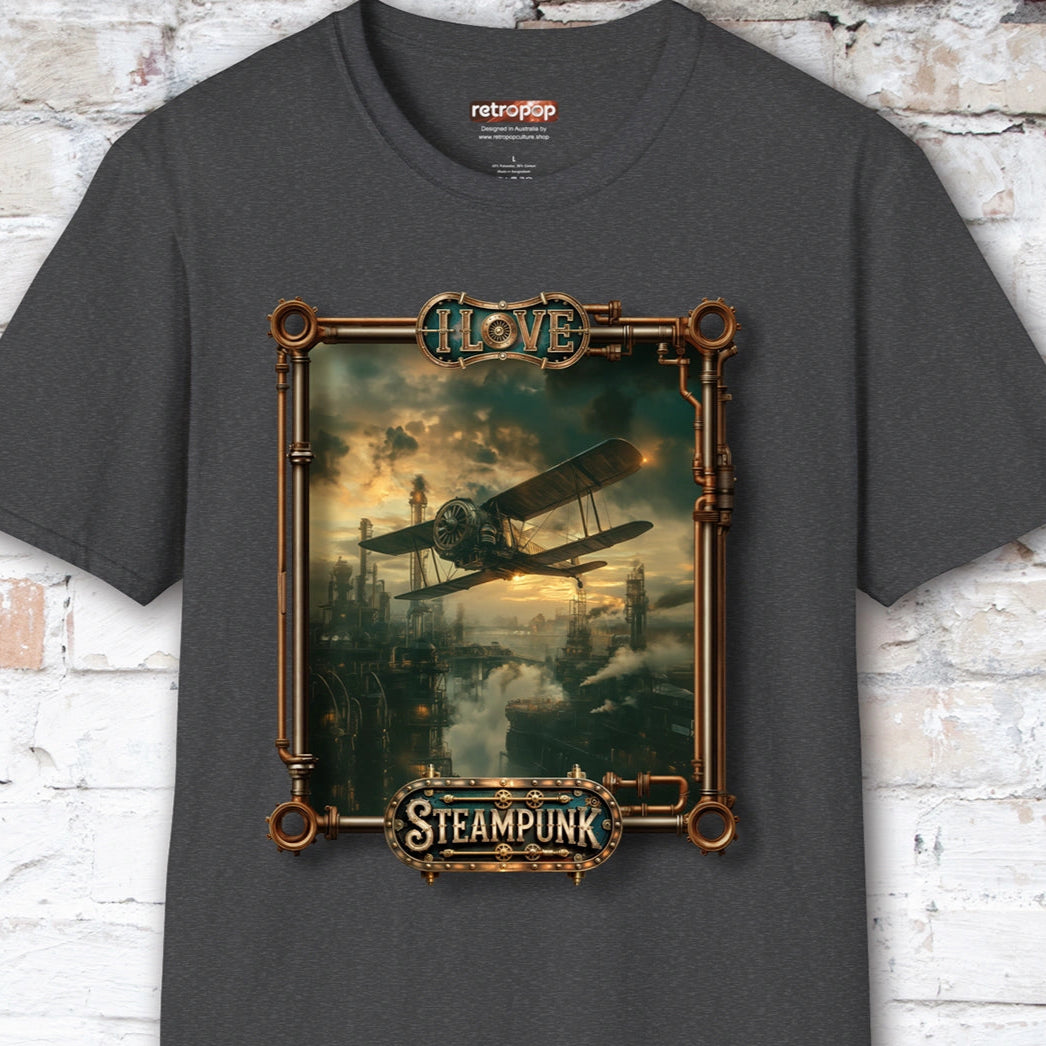 I love Steampunk Biplane #10 Unisex T shirt