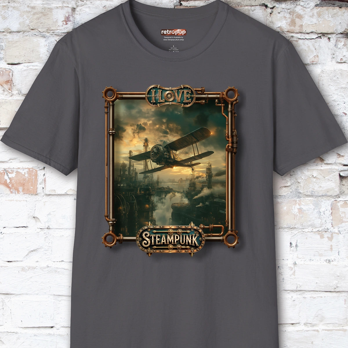 I love Steampunk Biplane #10 Unisex T shirt