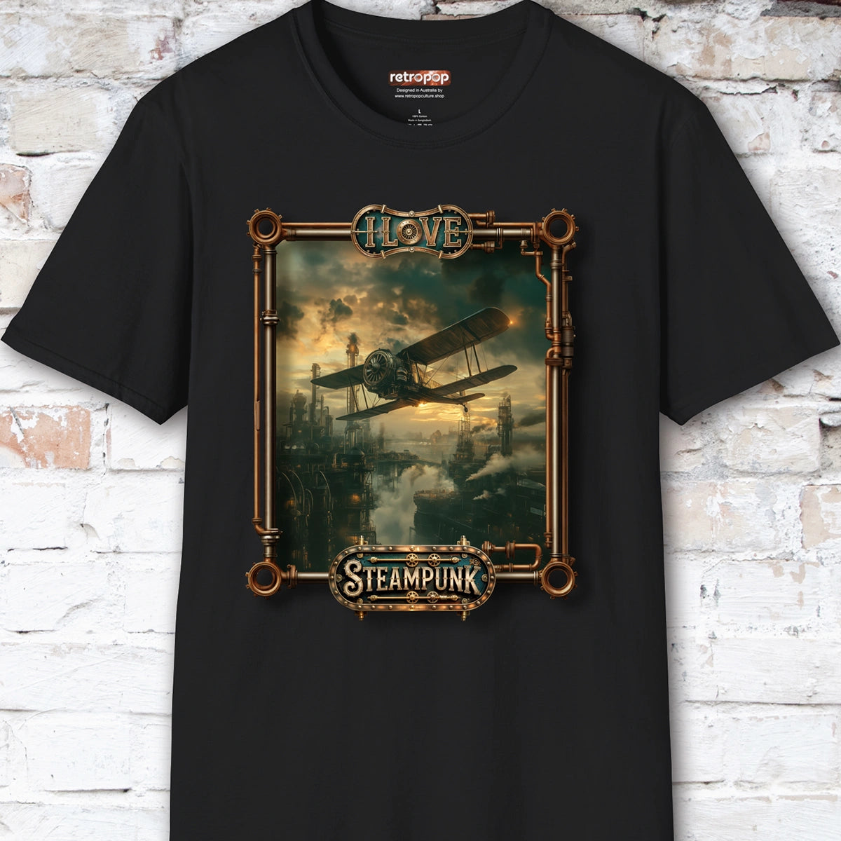 I love Steampunk Biplane #10 Unisex T shirt