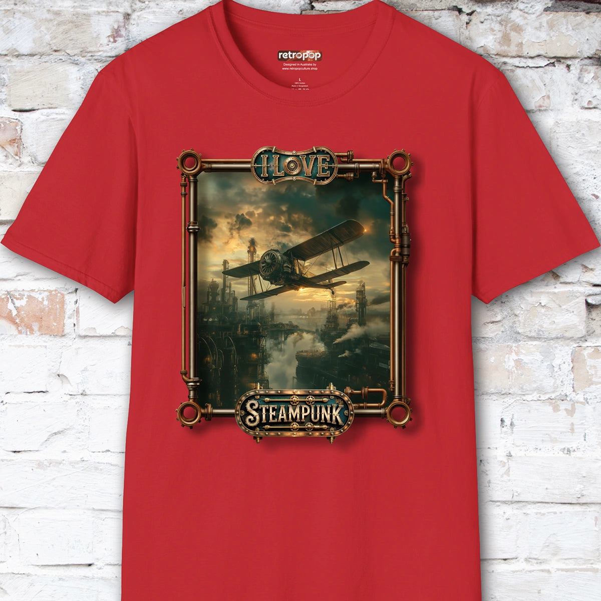 I love Steampunk Biplane #10 Unisex T shirt