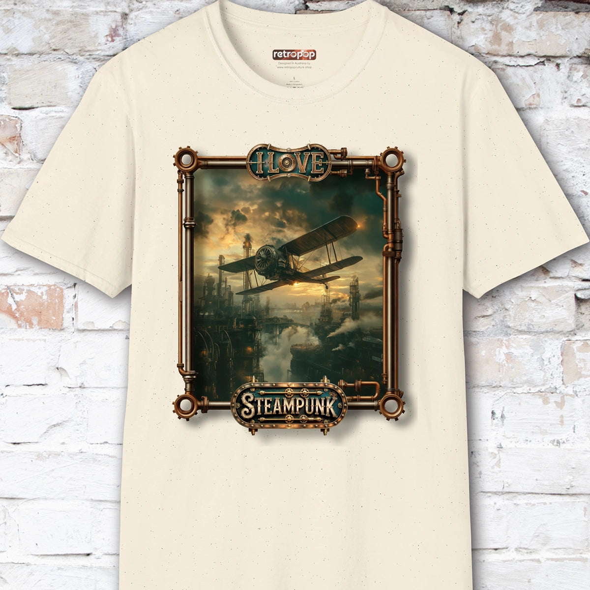 I love Steampunk Biplane #10 Unisex T shirt