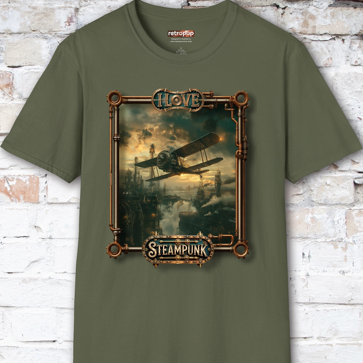 I love Steampunk Biplane #10 Unisex T shirt