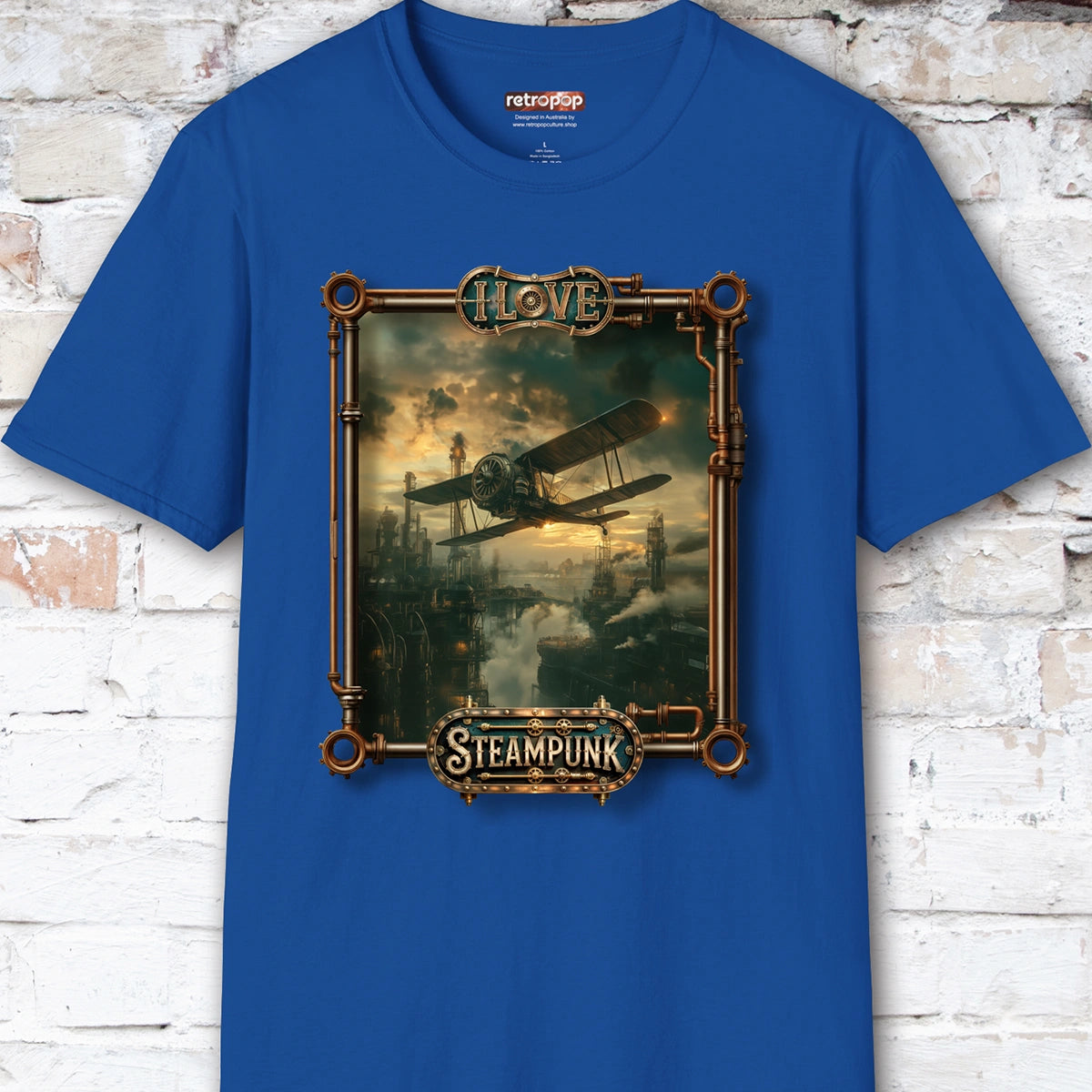 I love Steampunk Biplane #10 Unisex T shirt
