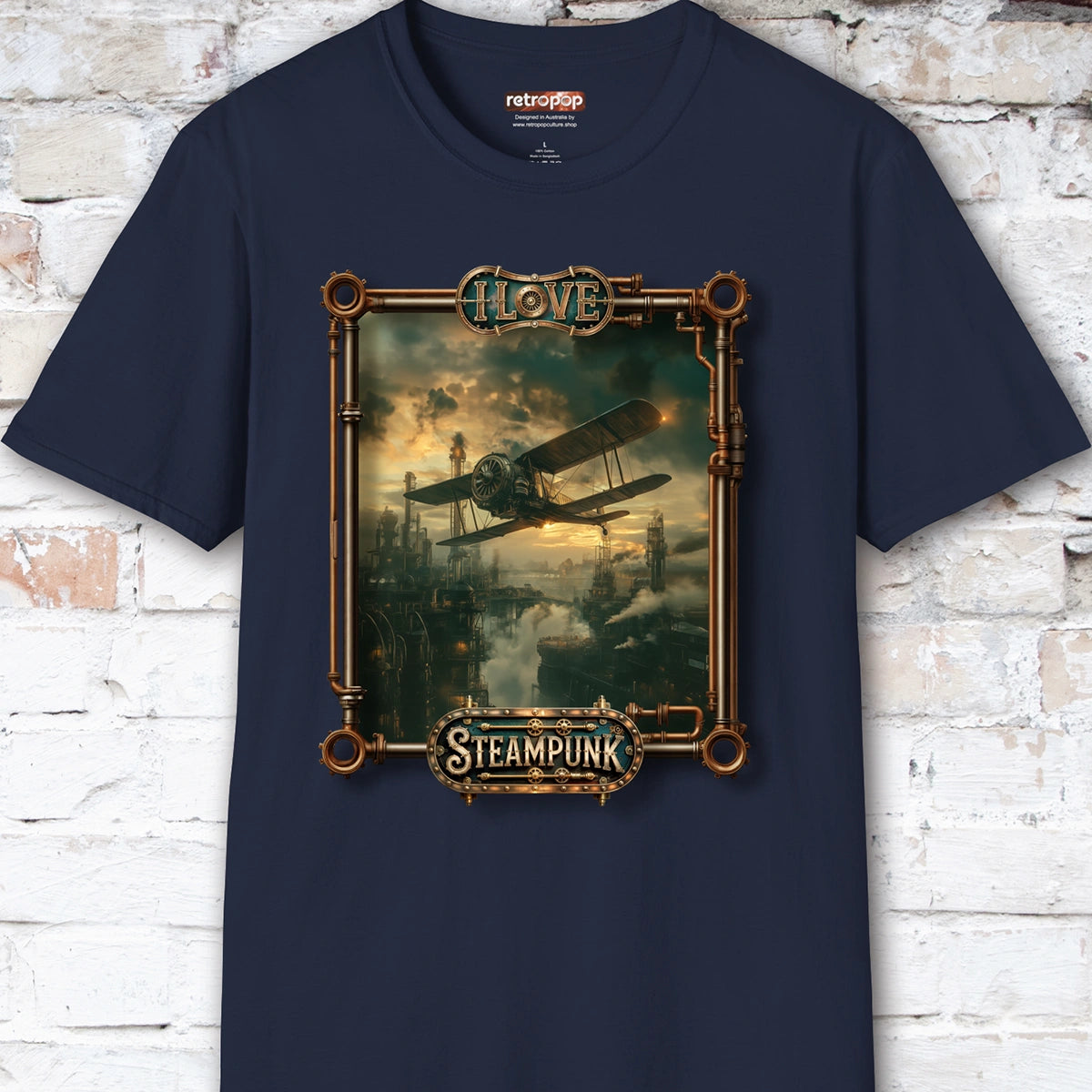 I love Steampunk Biplane #10 Unisex T shirt