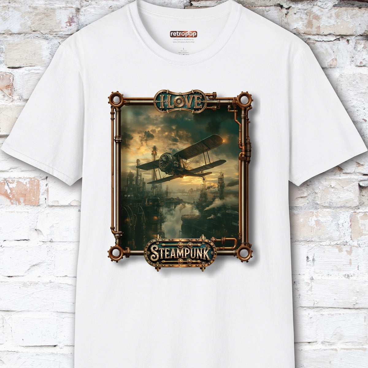 I love Steampunk Biplane #10 Unisex T shirt