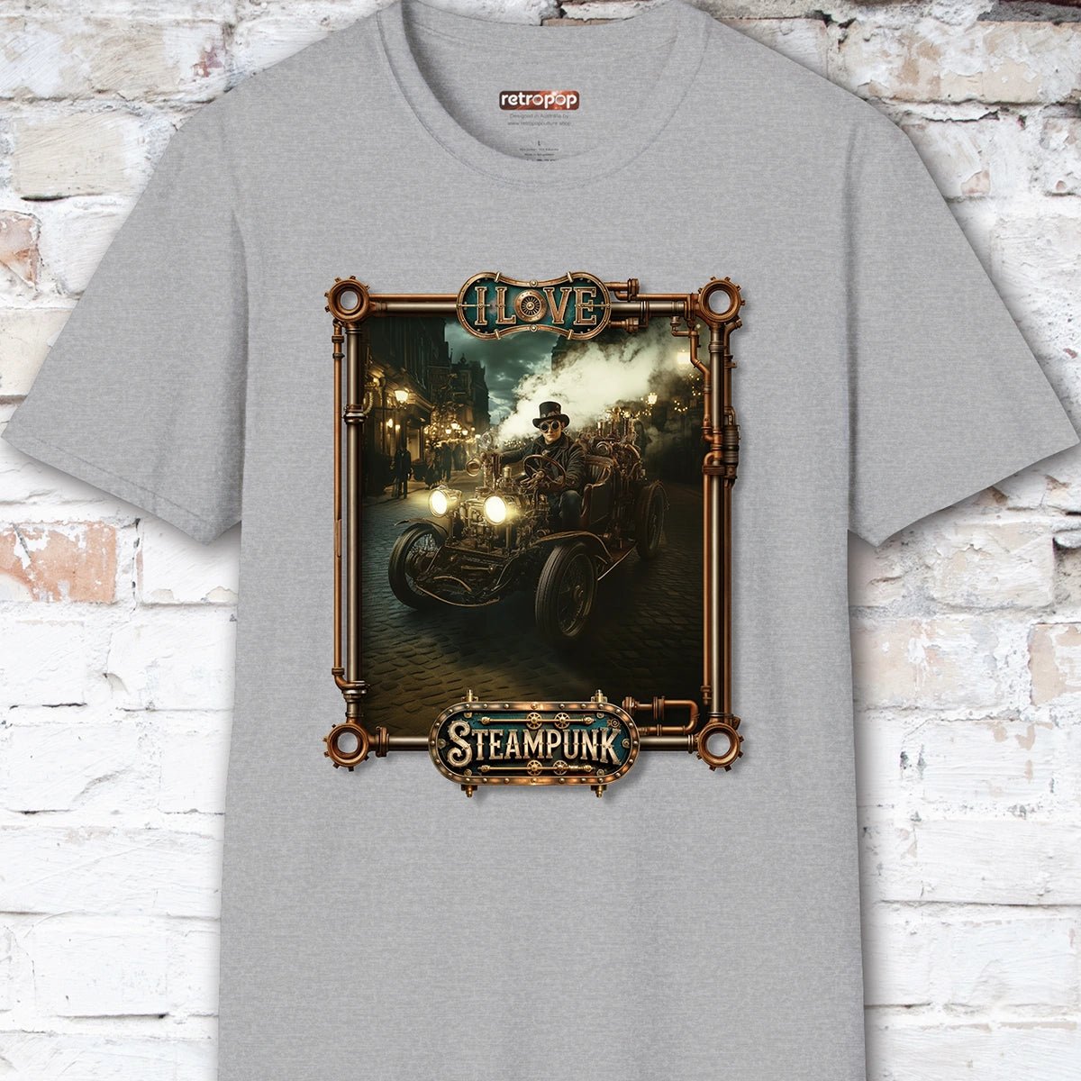 I love Steampunk Man in Car #8 Unisex T shirt