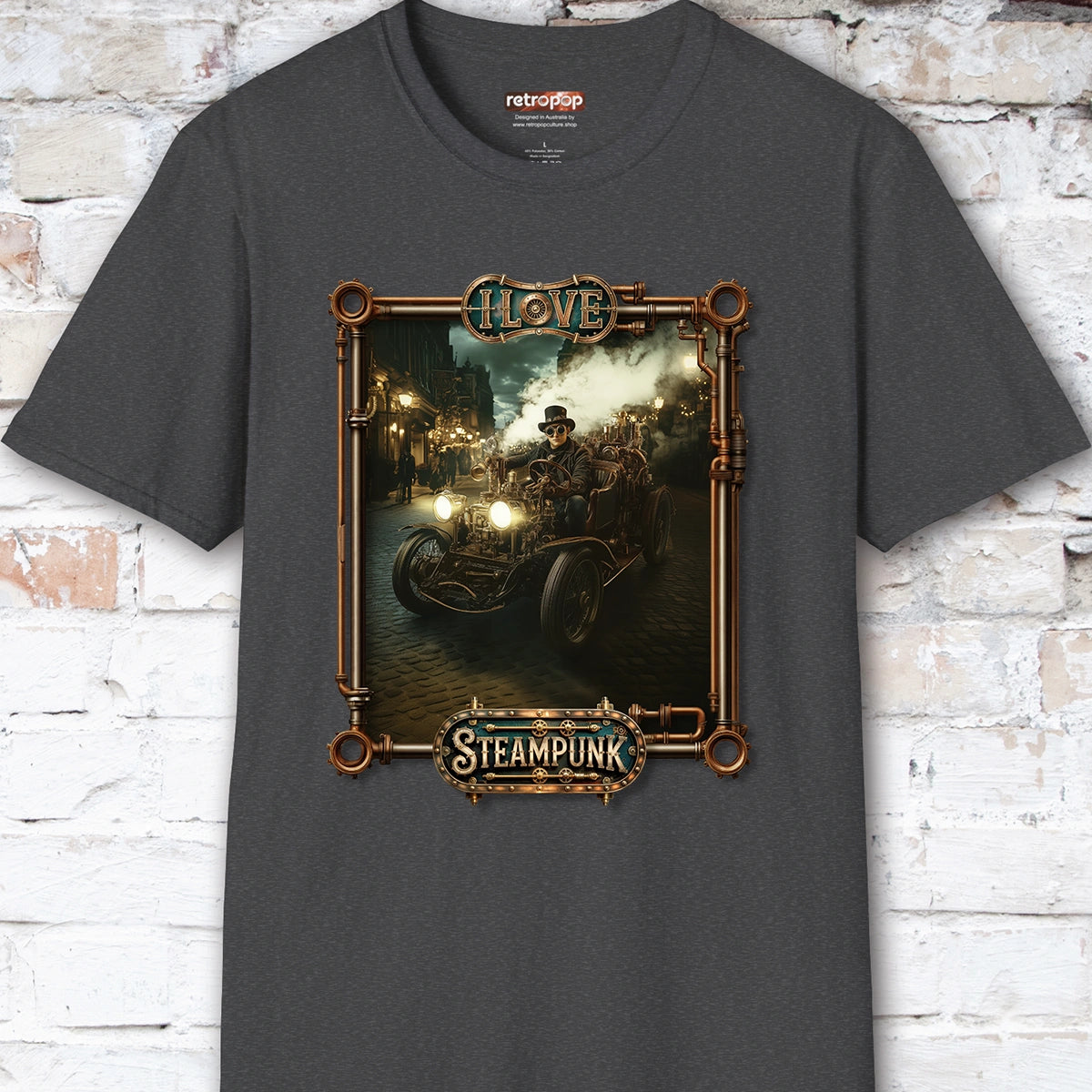 I love Steampunk Man in Car #8 Unisex T shirt