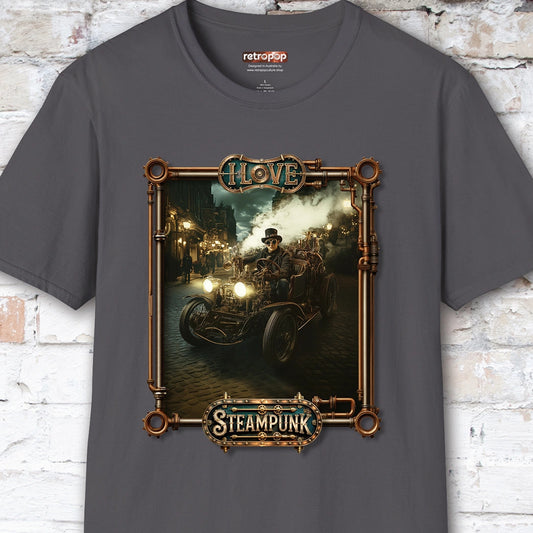 I love Steampunk Man in Car #8 Unisex T shirt