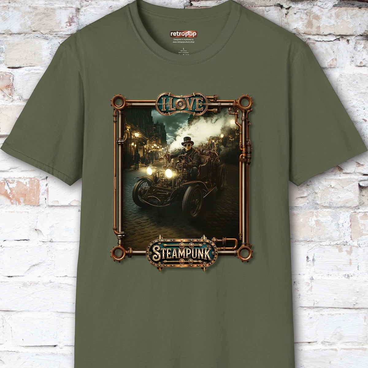 I love Steampunk Man in Car #8 Unisex T shirt