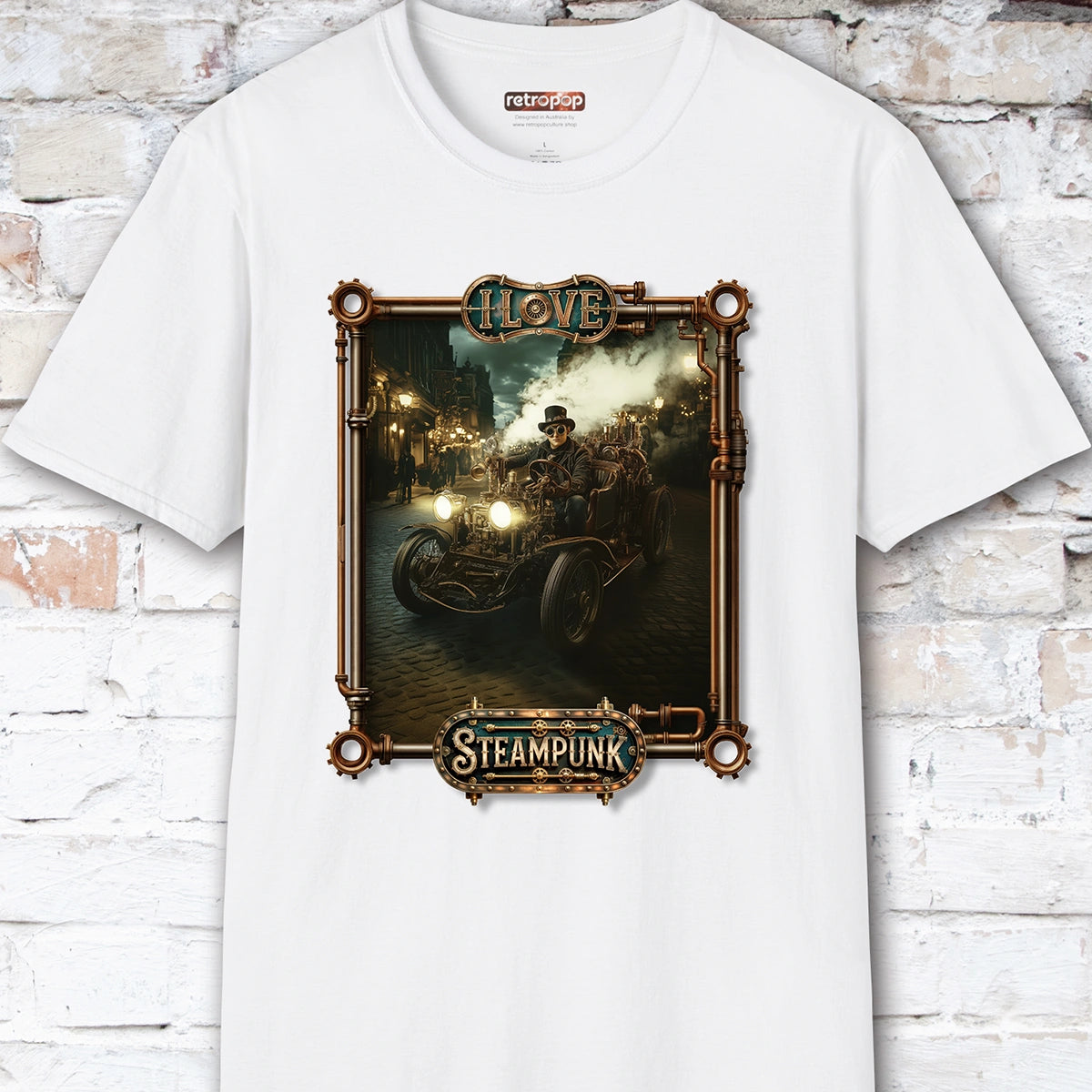 I love Steampunk Man in Car #8 Unisex T shirt