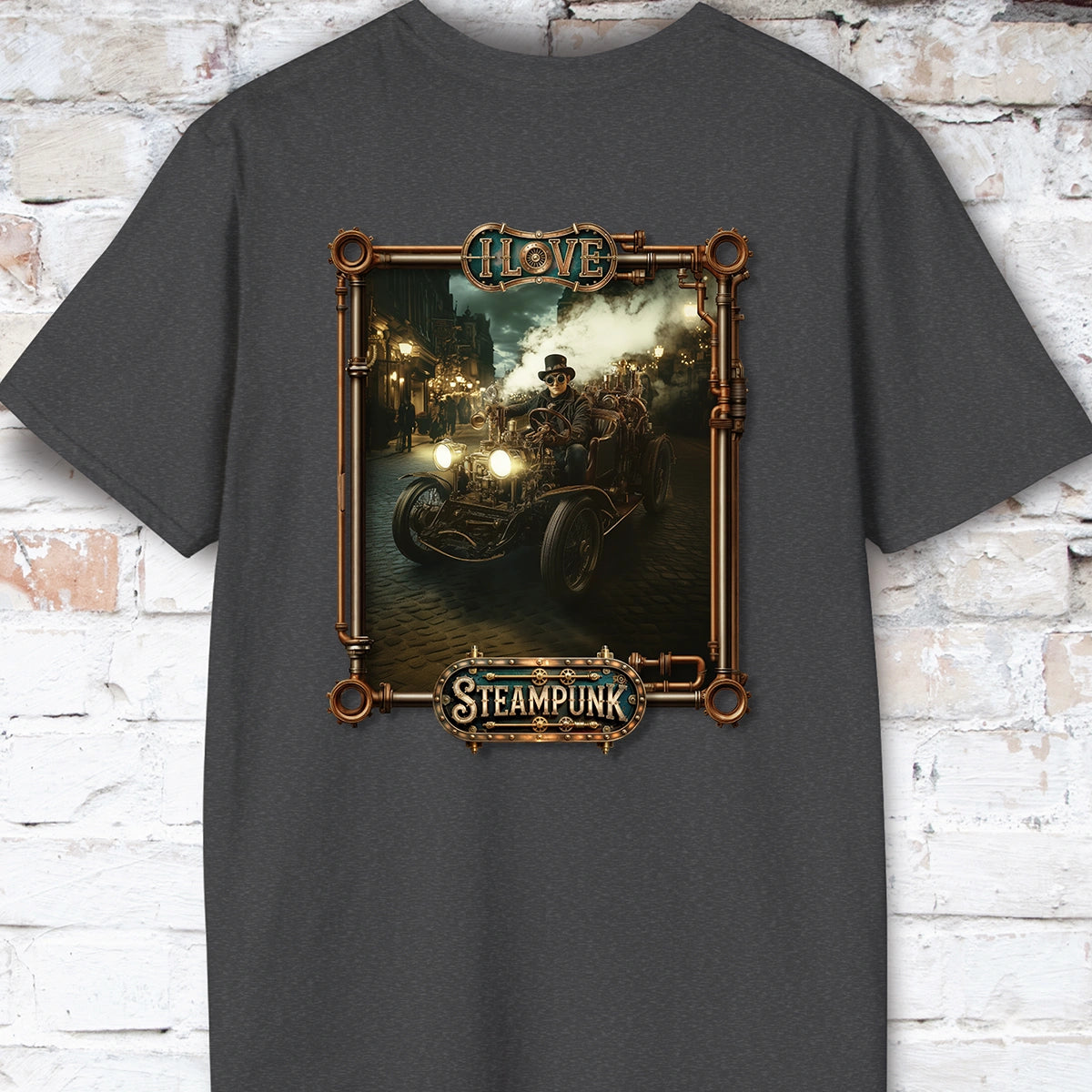 I love Steampunk Man in Car #8 Unisex T shirt