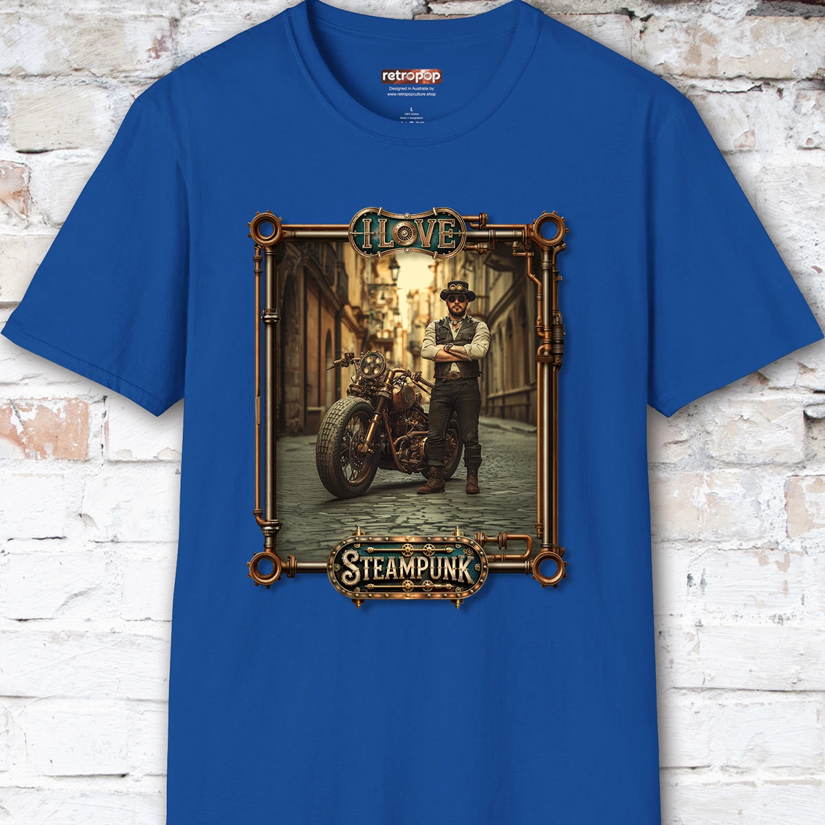 I love Steampunk Man with Motorcycle #9 Unisex T shirt