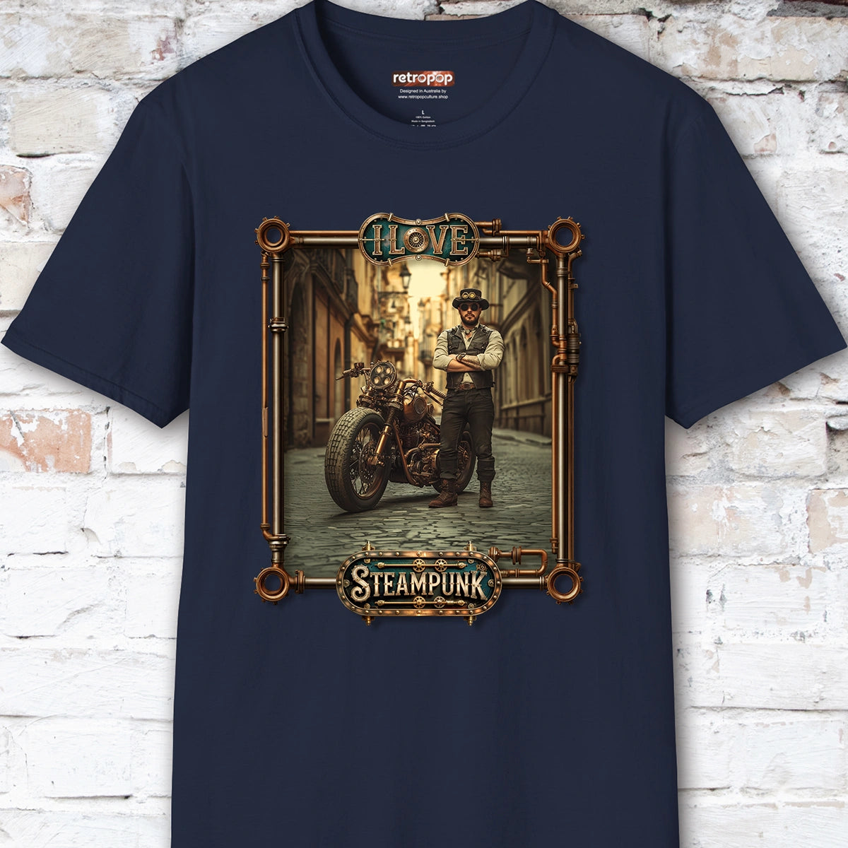I love Steampunk Man with Motorcycle #9 Unisex T shirt