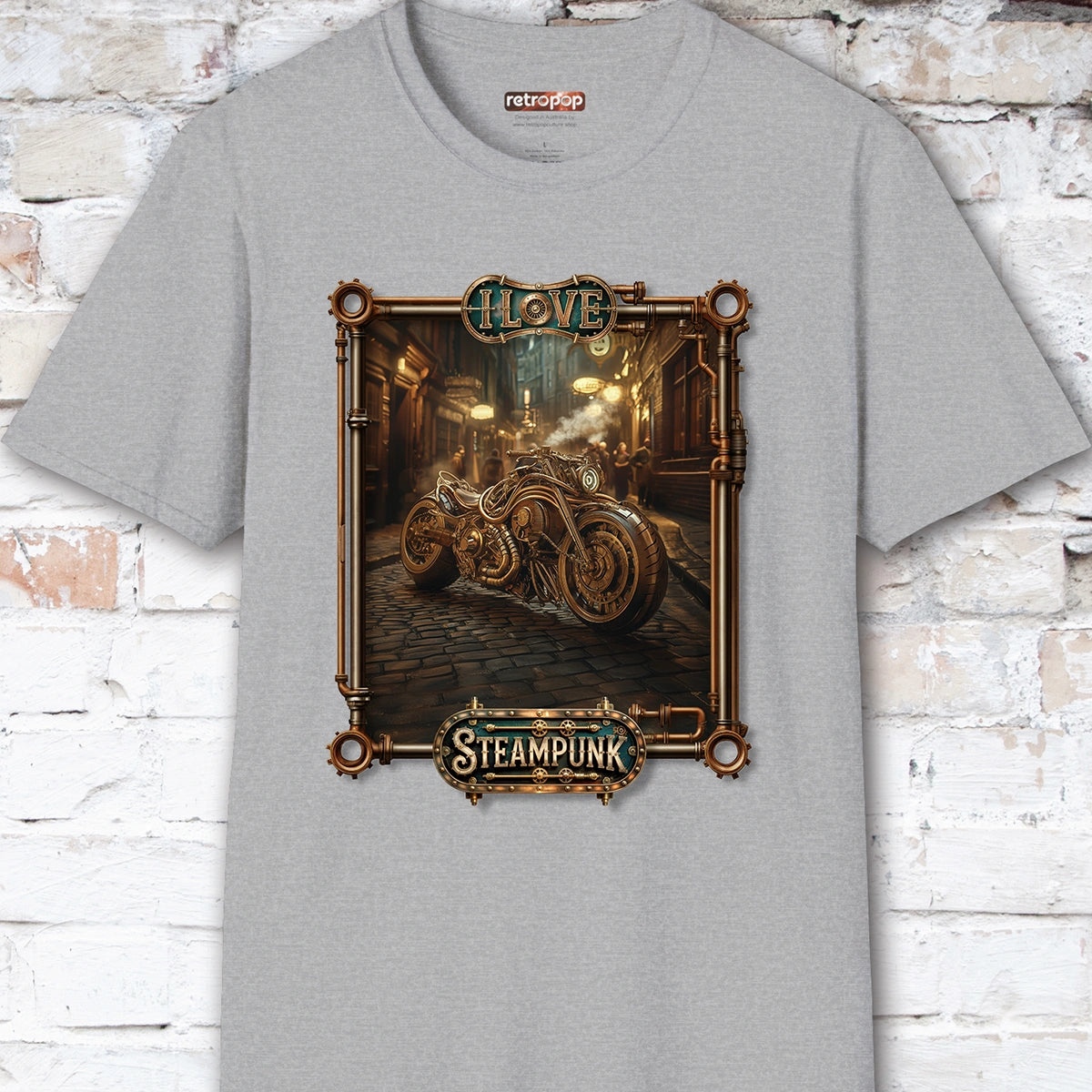I love Steampunk Motorcycle #7 Unisex T shirt