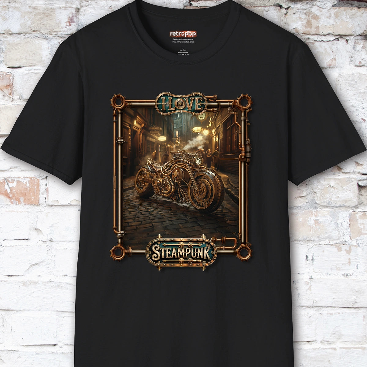 I love Steampunk Motorcycle #7 Unisex T shirt