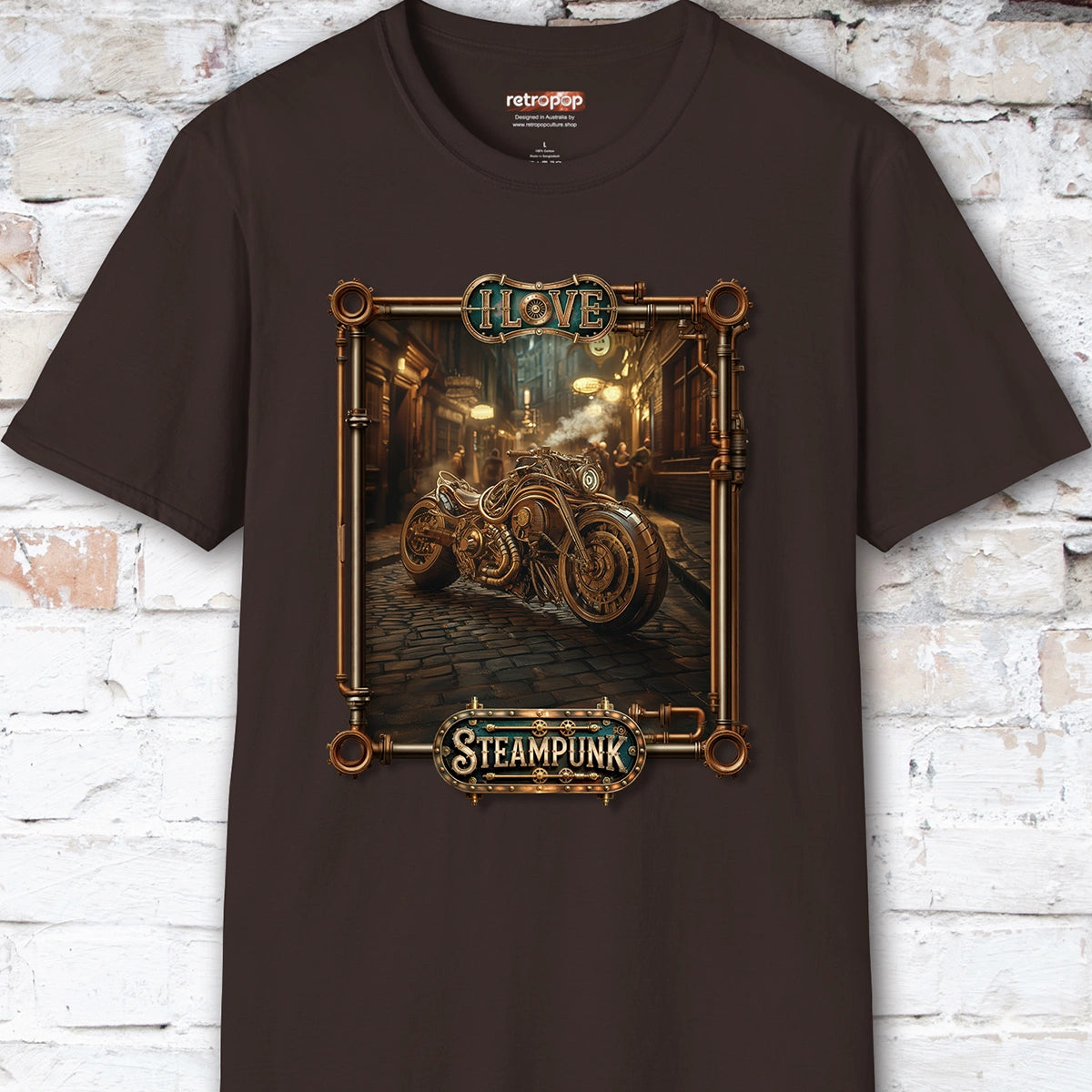 I love Steampunk Motorcycle #7 Unisex T shirt