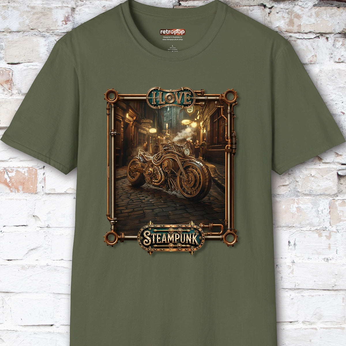 I love Steampunk Motorcycle #7 Unisex T shirt
