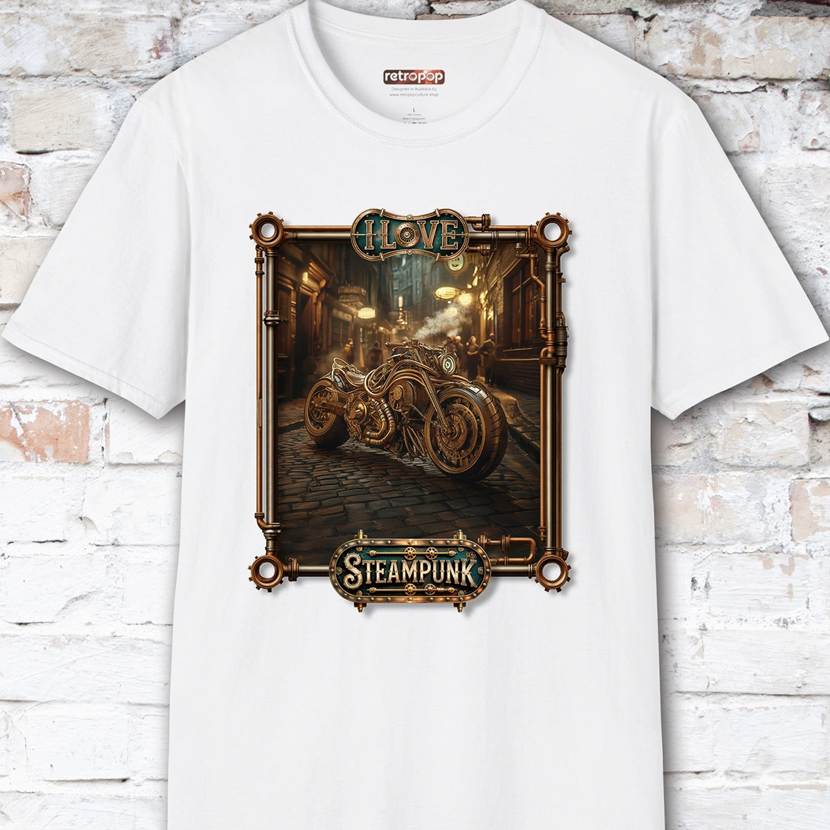 I love Steampunk Motorcycle #7 Unisex T shirt