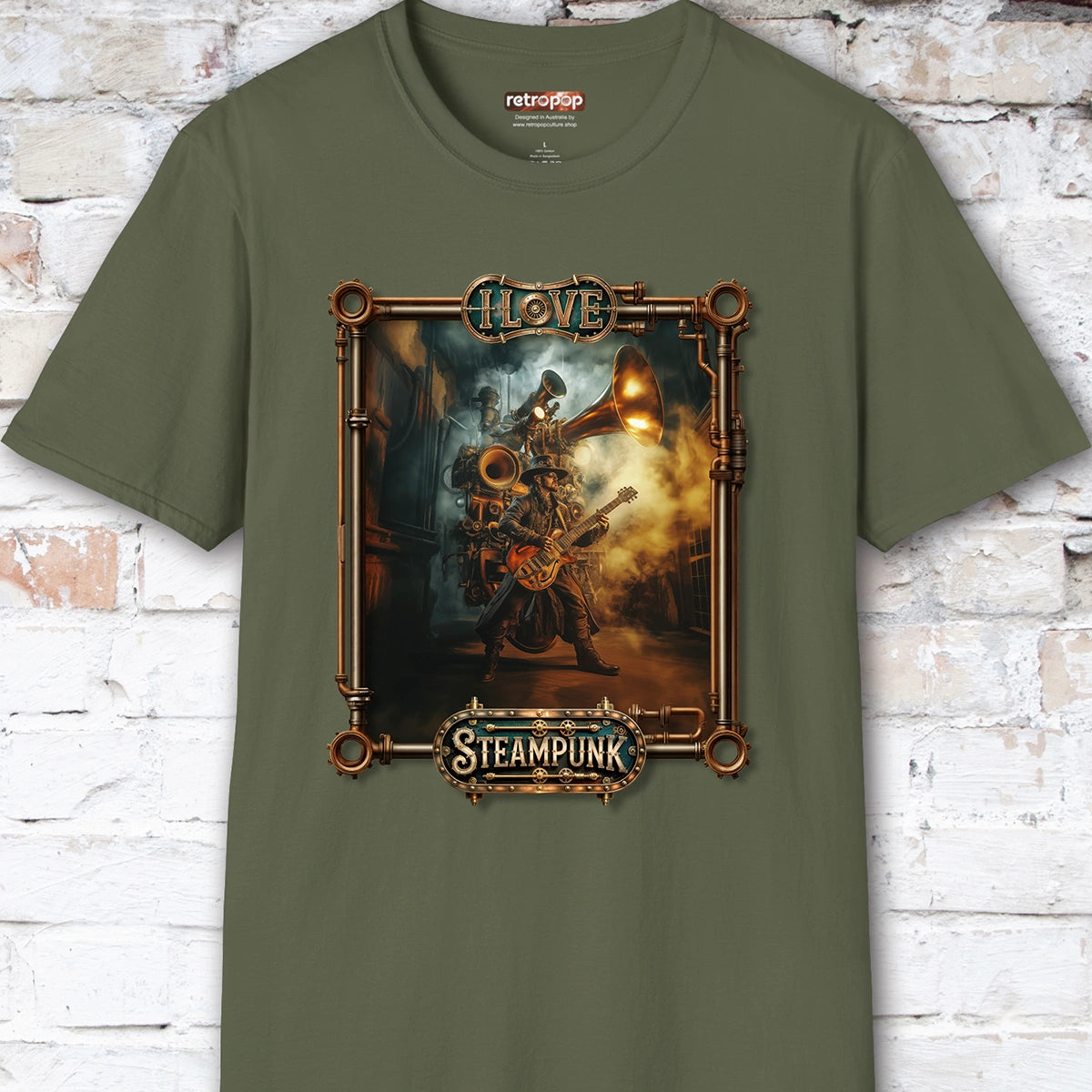 I love Steampunk Guitarist #13 Unisex T shirt