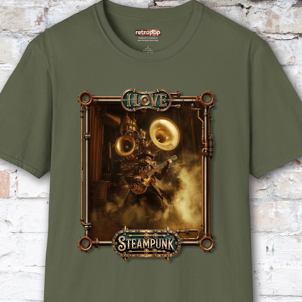 I love Steampunk Guitarist #14 Unisex T shirt
