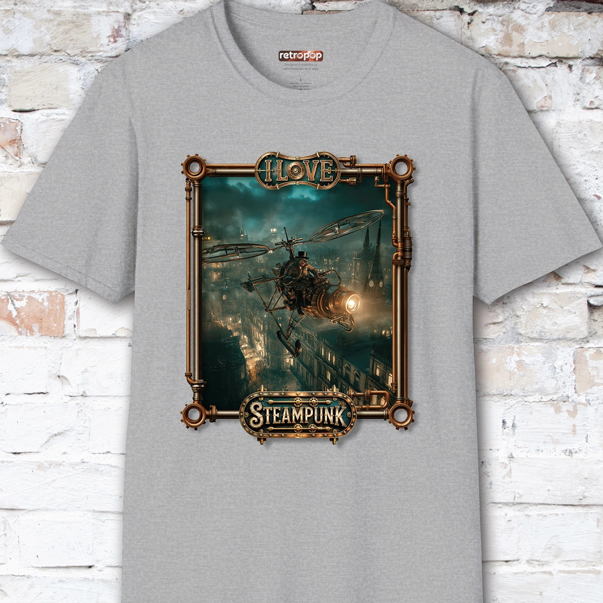 I love Steampunk Gyrocopter #3 Unisex T shirt