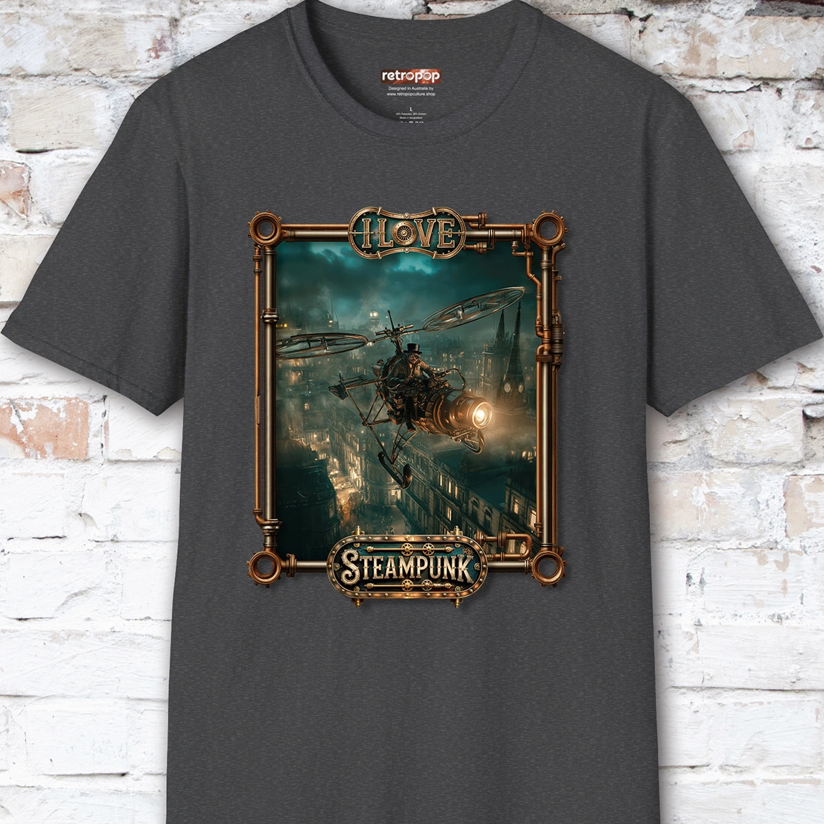I love Steampunk Gyrocopter #3 Unisex T shirt