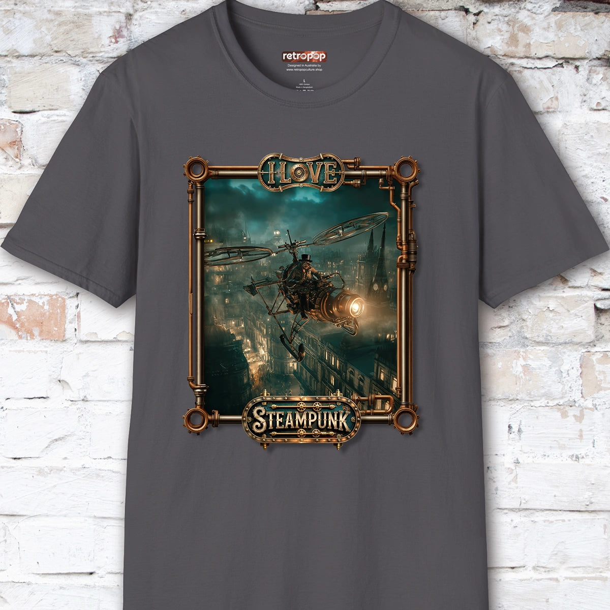 I love Steampunk Gyrocopter #3 Unisex T shirt