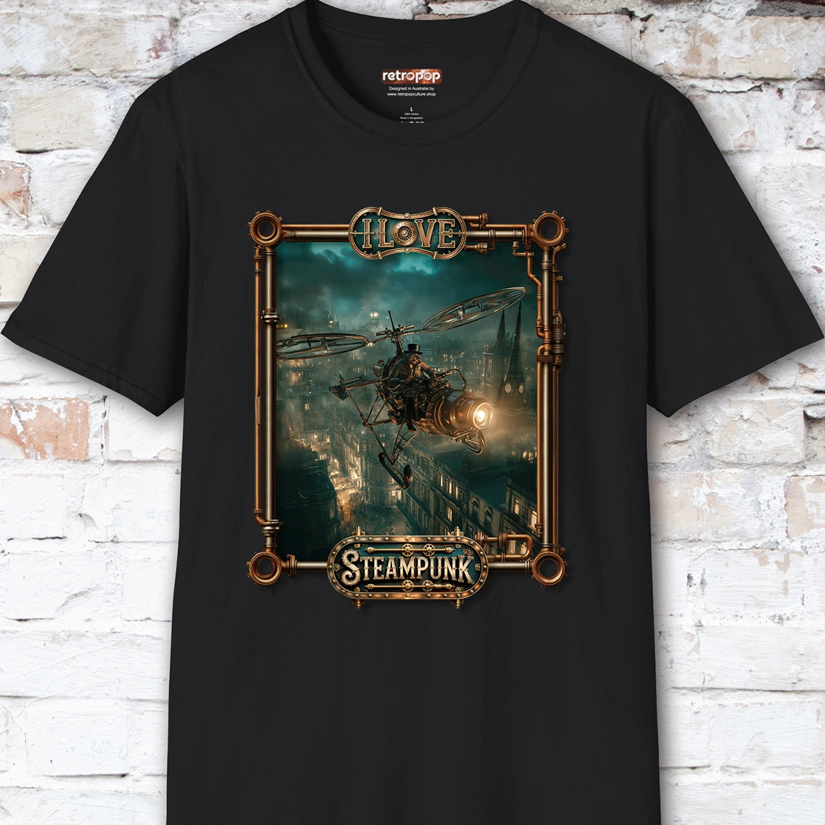 I love Steampunk Gyrocopter #3 Unisex T shirt