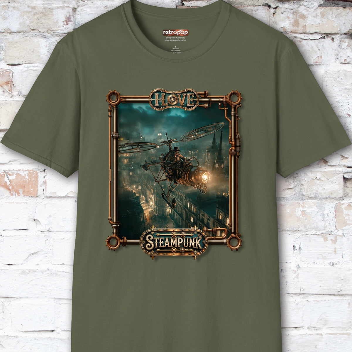 I love Steampunk Gyrocopter #3 Unisex T shirt
