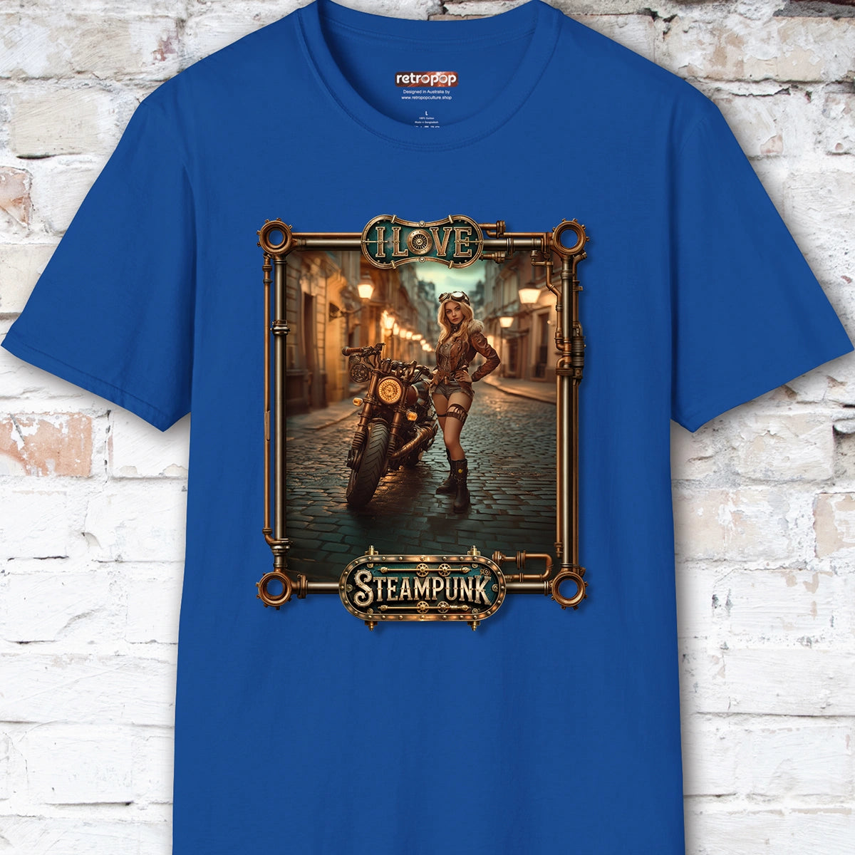 I love Steampunk Woman with Motorcycle #6 Unisex T shirt