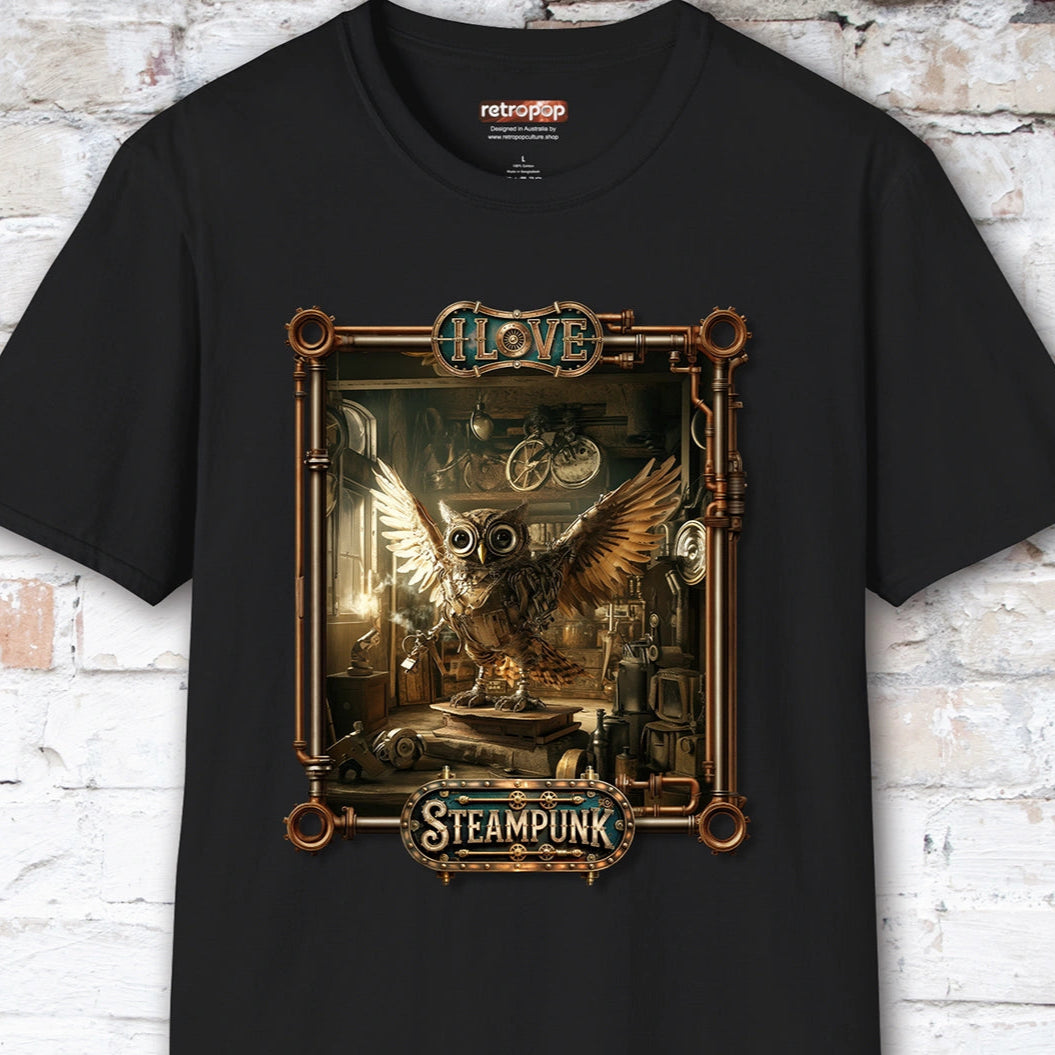 I love Steampunk Owl #17 Unisex T shirt