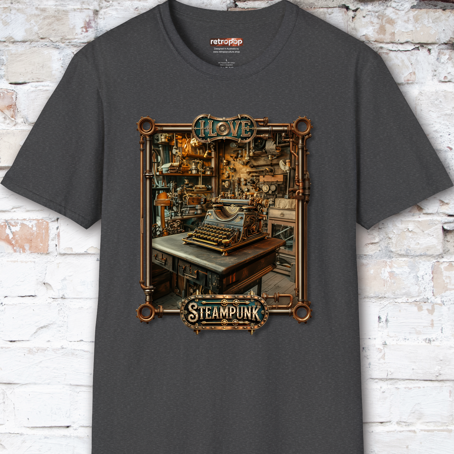 I love Steampunk Typewriter #11 Unisex T shirt