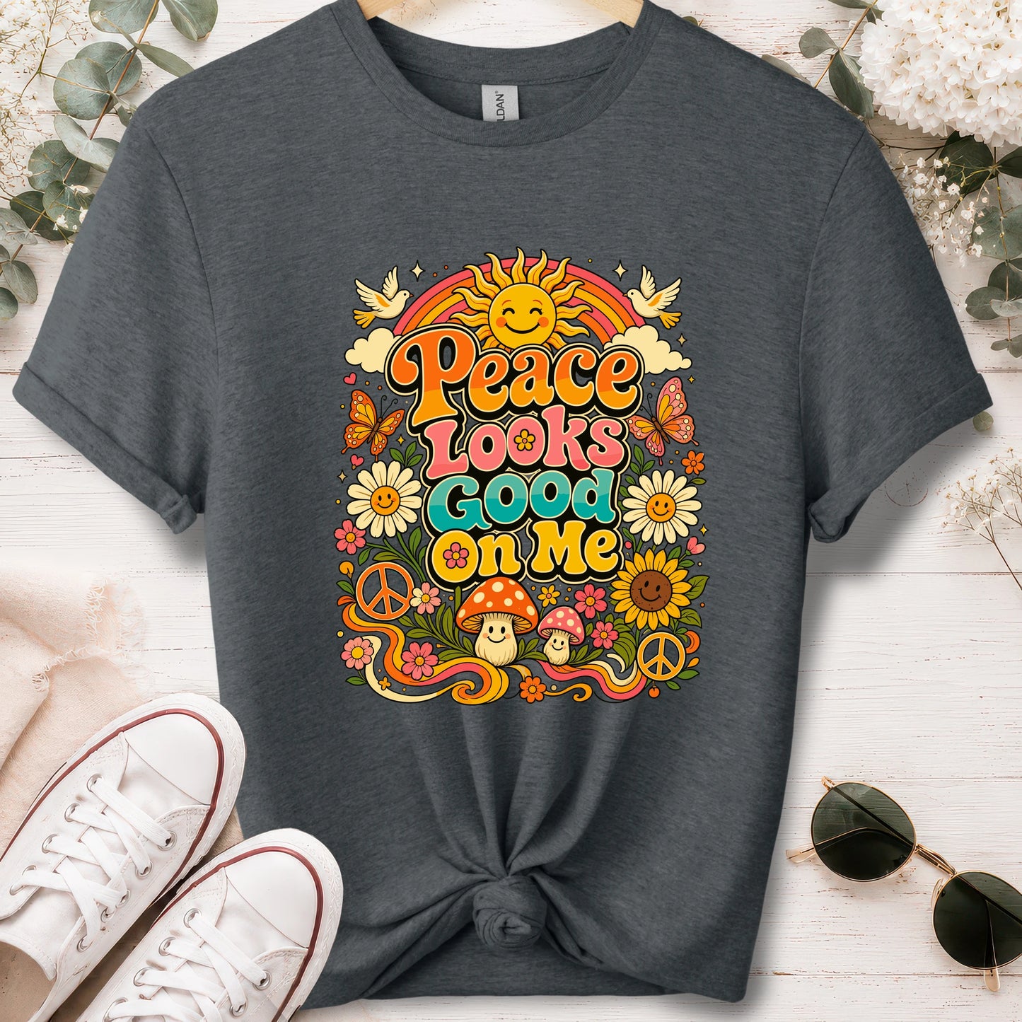 Peace looks good on me unisex T shirt