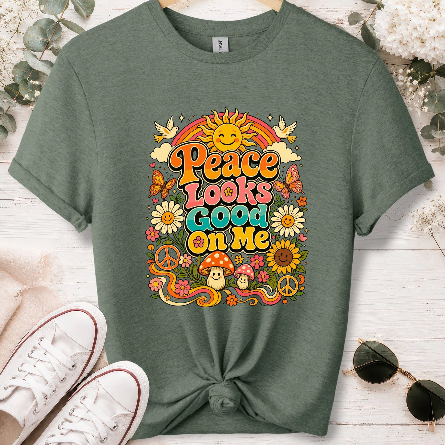 Peace looks good on me unisex T shirt