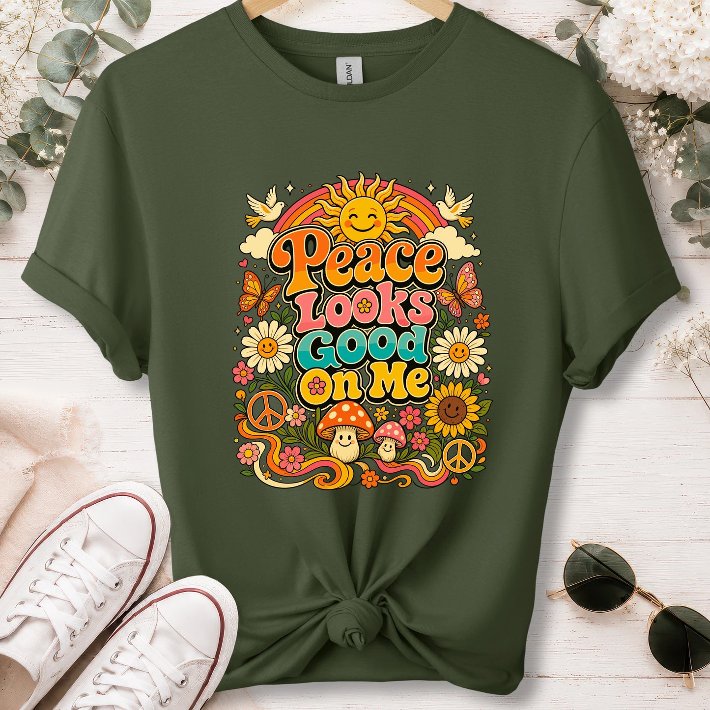 Peace looks good on me unisex T shirt