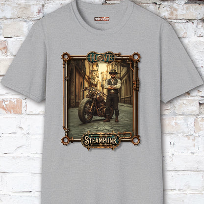 I love Steampunk Man with Motorcycle #9 Unisex T shirt