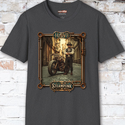 I love Steampunk Man with Motorcycle #9 Unisex T shirt