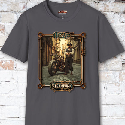I love Steampunk Man with Motorcycle #9 Unisex T shirt