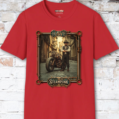I love Steampunk Man with Motorcycle #9 Unisex T shirt