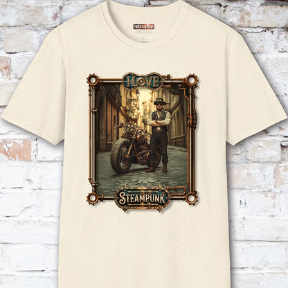 I love Steampunk Man with Motorcycle #9 Unisex T shirt