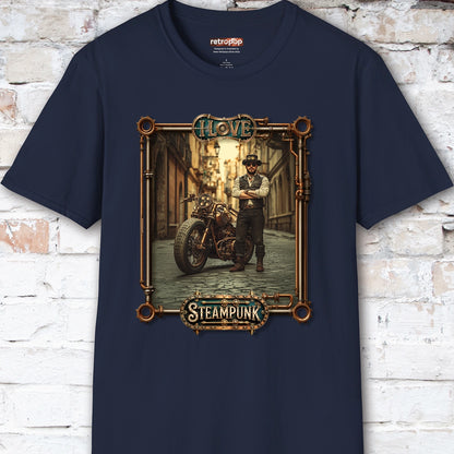 I love Steampunk Man with Motorcycle #9 Unisex T shirt
