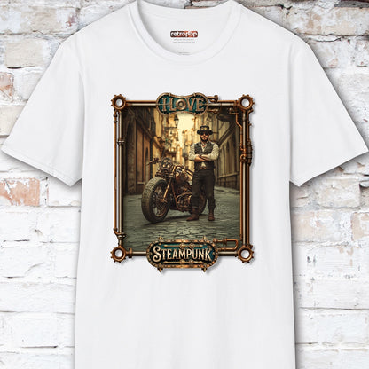 I love Steampunk Man with Motorcycle #9 Unisex T shirt