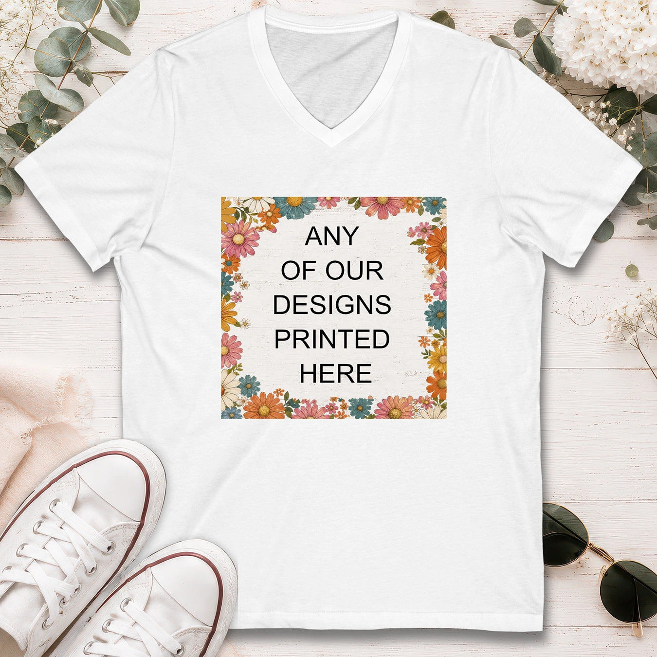 V-NECK T shirt - ANY OF OUR DESIGNS - Short Sleeve