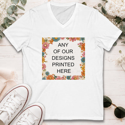V-NECK T shirt - ANY OF OUR DESIGNS - Short Sleeve