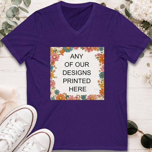 V-NECK T shirt - ANY OF OUR DESIGNS - Short Sleeve