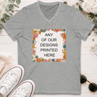V-NECK T shirt - ANY OF OUR DESIGNS - Short Sleeve