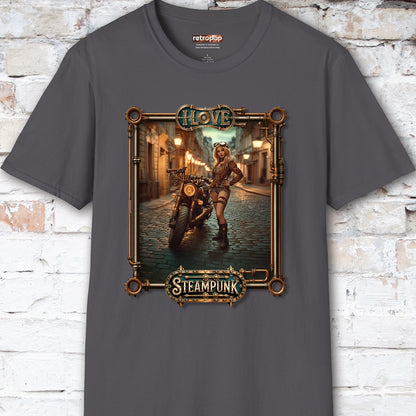 I love Steampunk Woman with Motorcycle #6 Unisex T shirt