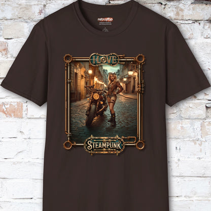 I love Steampunk Woman with Motorcycle #6 Unisex T shirt